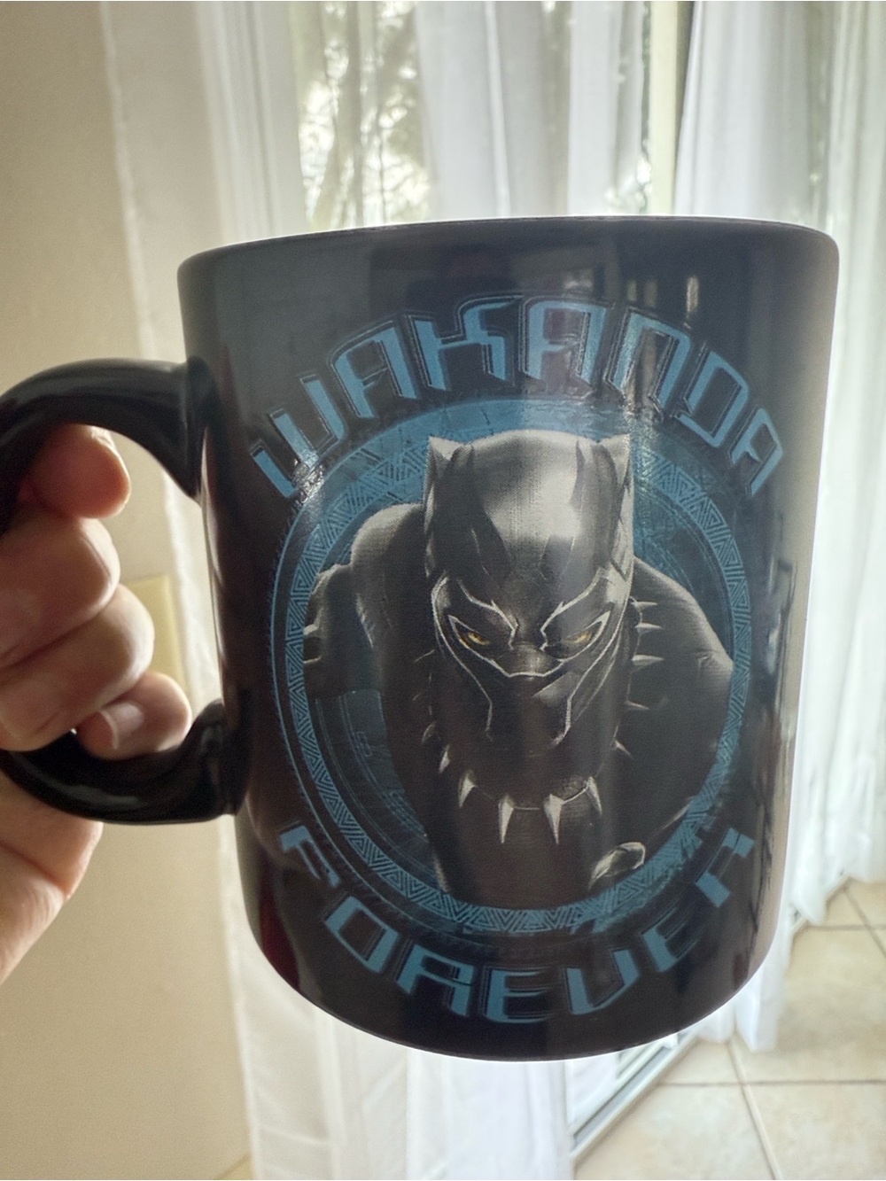 Marvel Black Panther Ceramic Mug - Black with Beige Rim